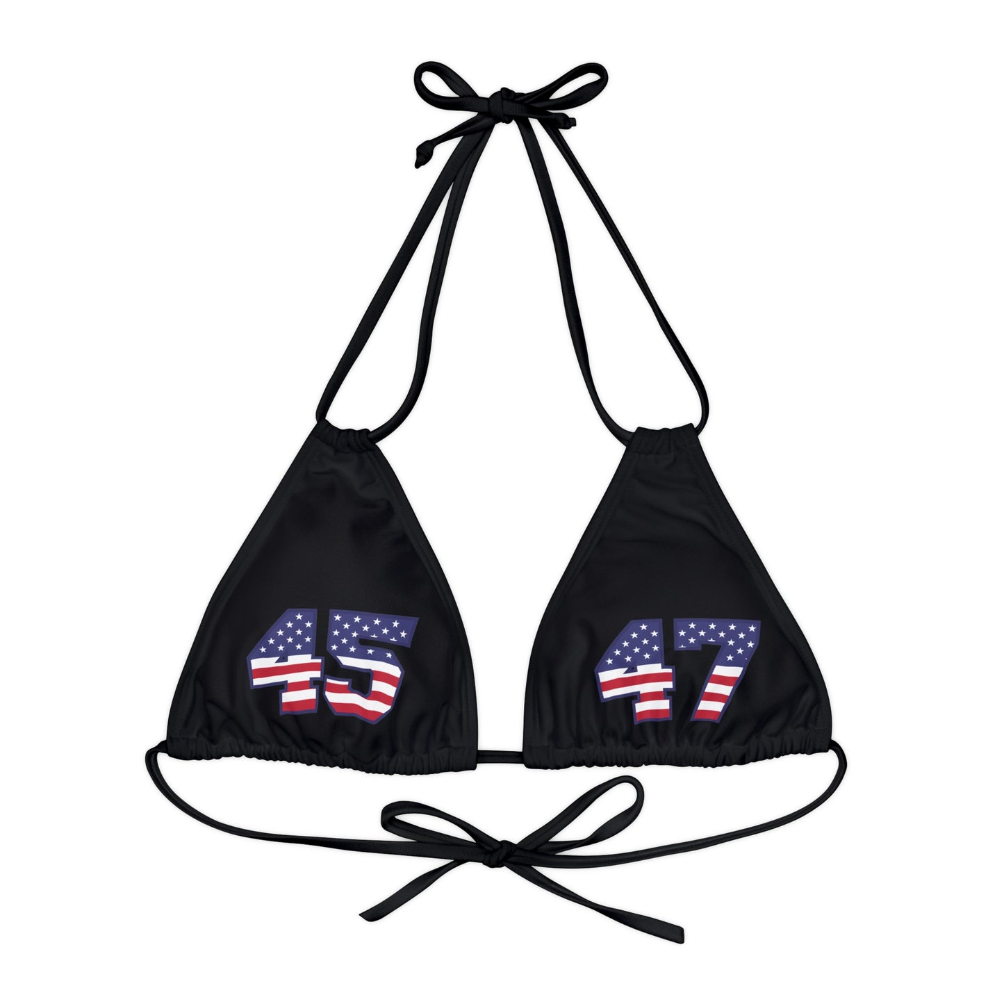 45-47 Black Strappy Triangle Bikini Top