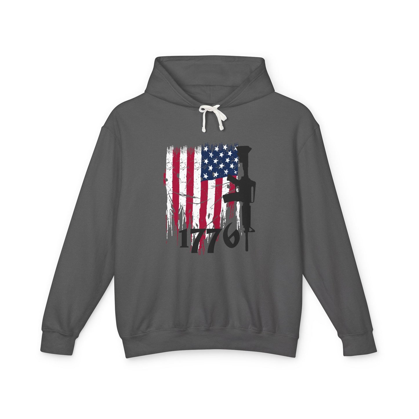 1776 US Flag Unisex Lightweight Hooded Sweatshirt