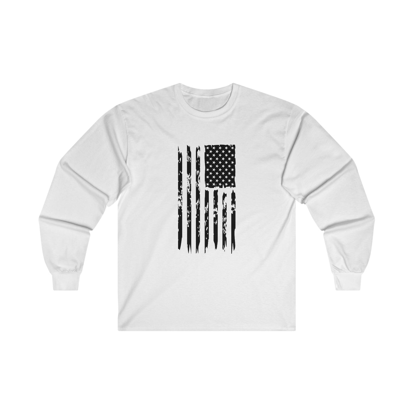 US Flag- Black/White Unisex Ultra Cotton Long Sleeve Tee