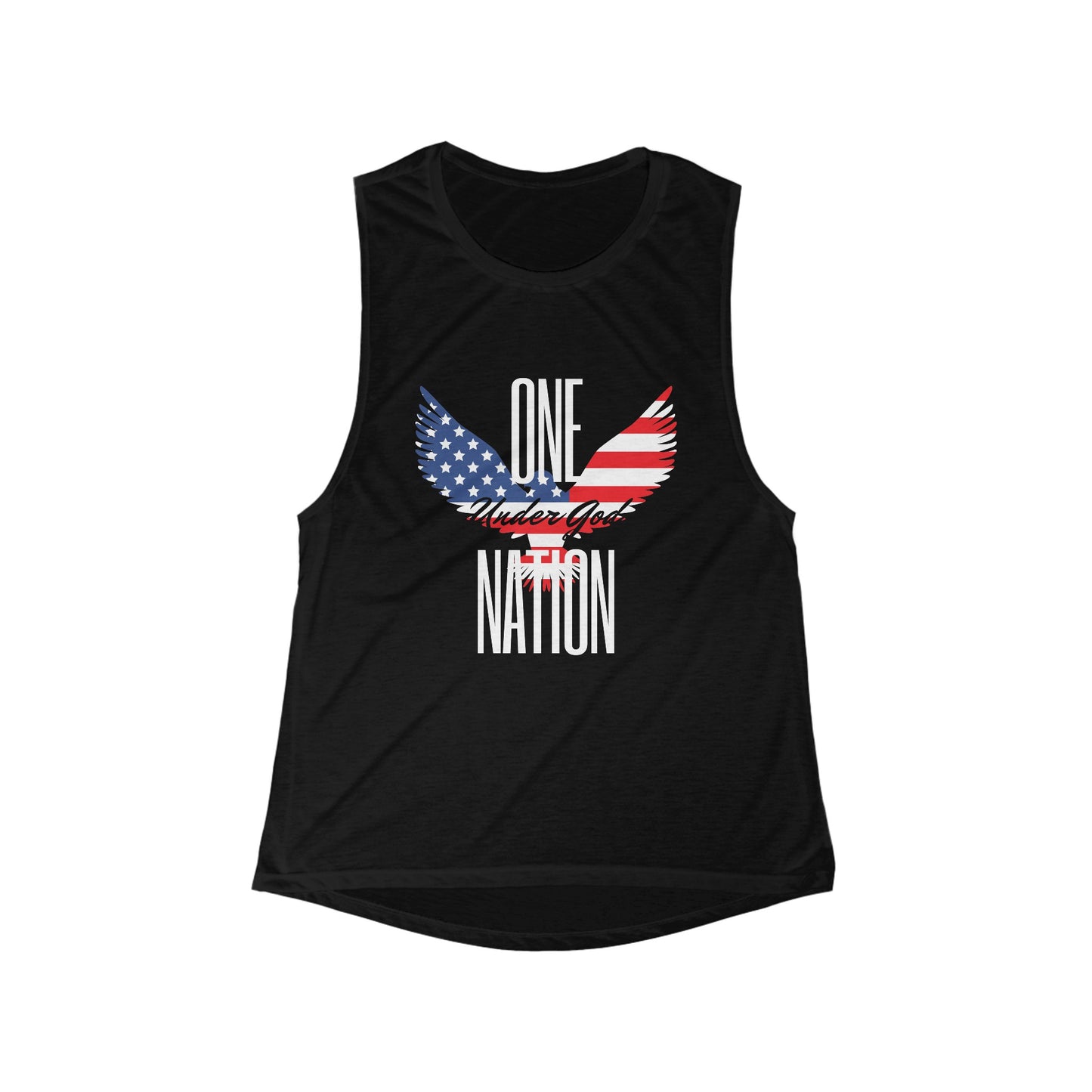 One Nation- Eagle, Women's Flowy Scoop Muscle Tank