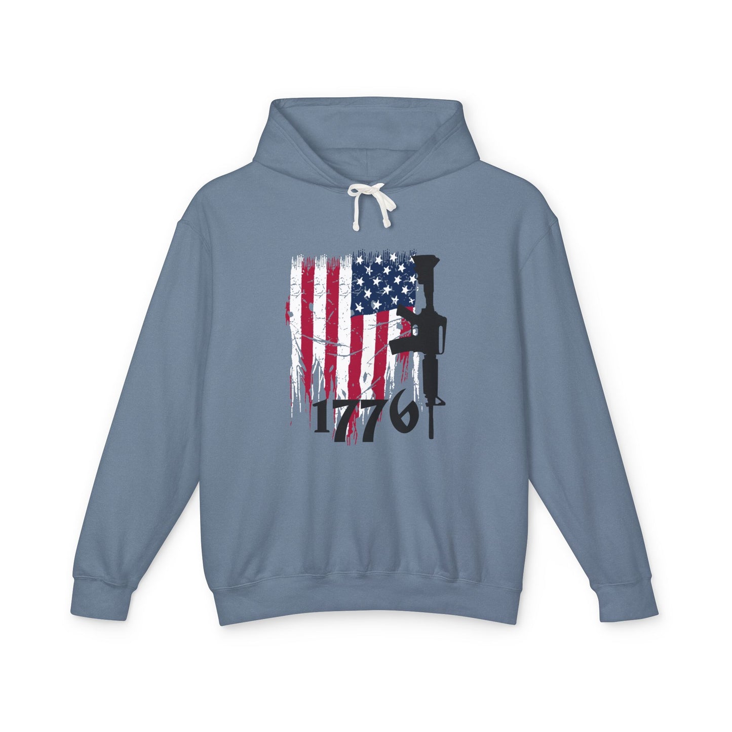 1776 US Flag Unisex Lightweight Hooded Sweatshirt