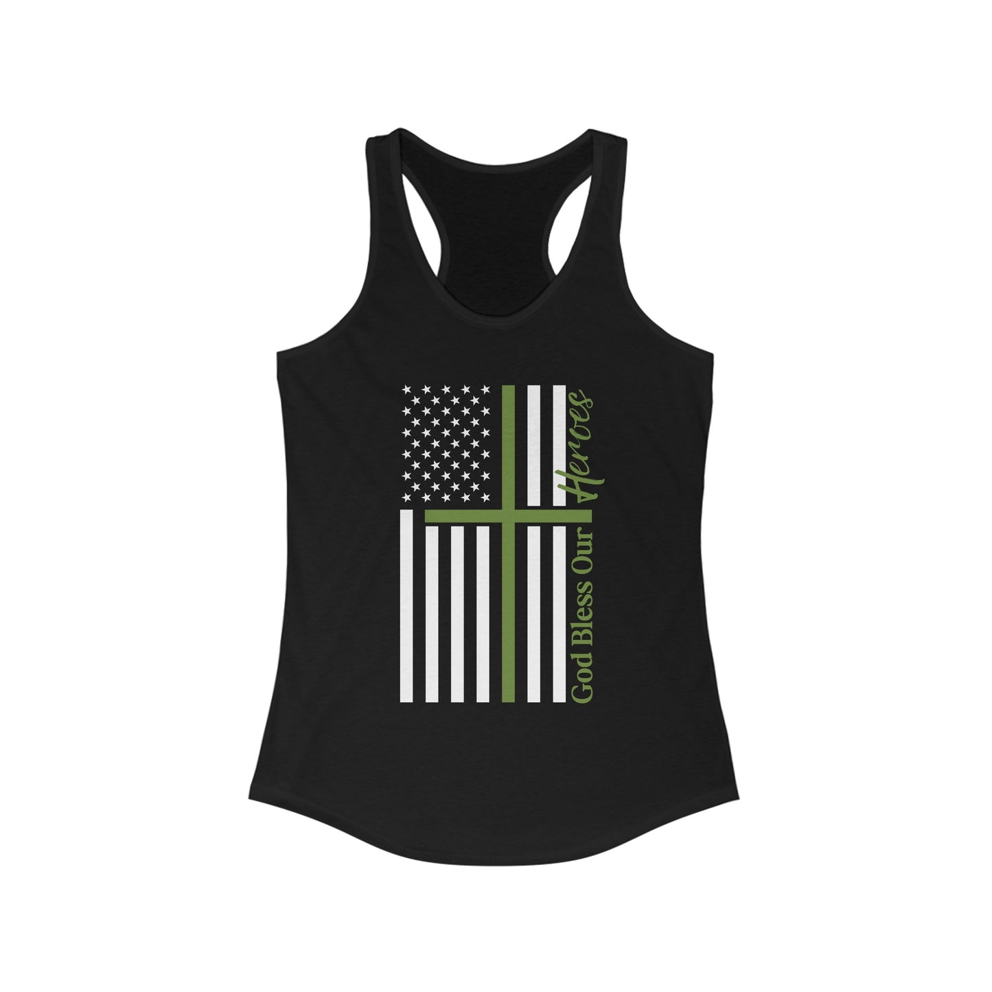 God Bless Our Militay Heroes Women's Ideal Racerback Tank