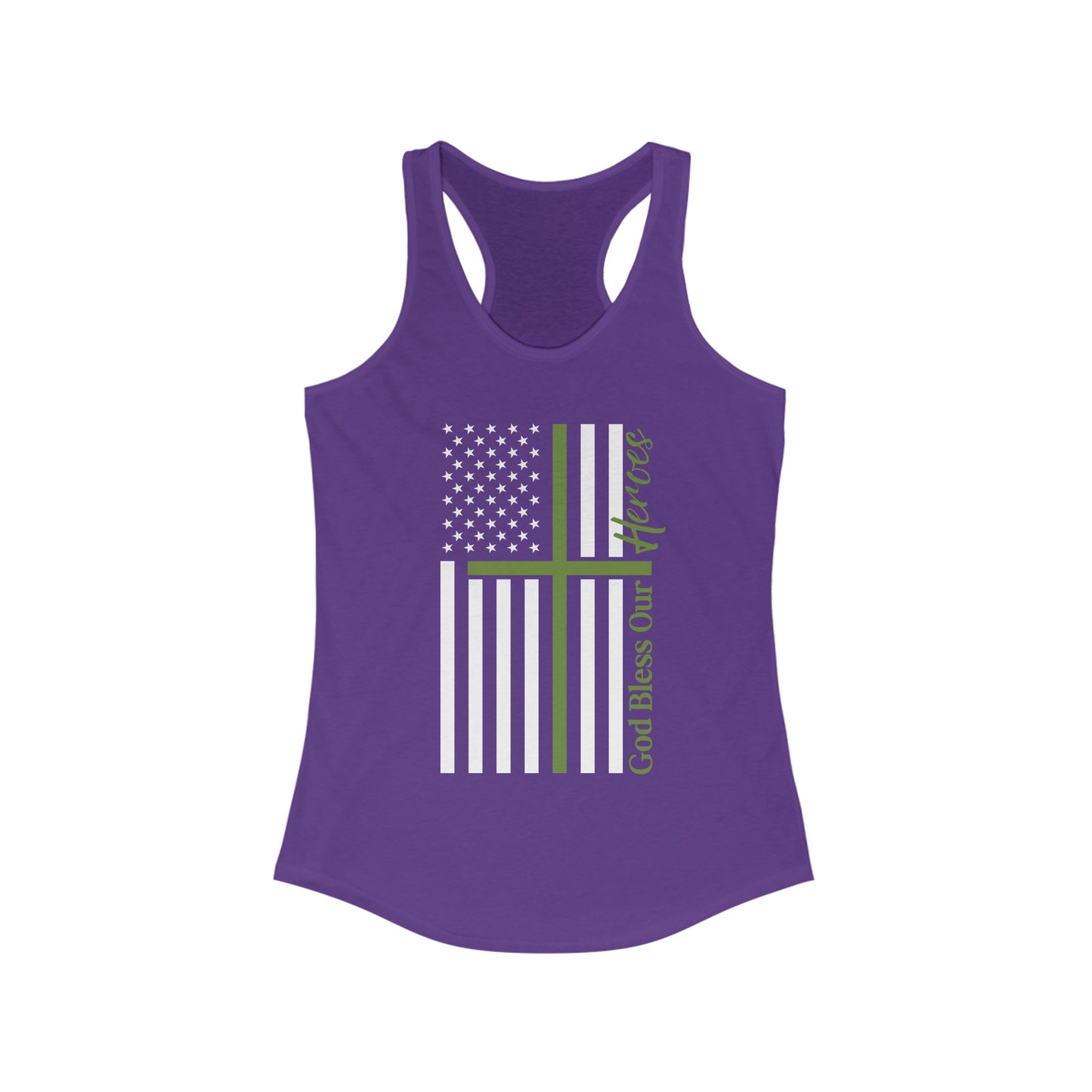 God Bless Our Militay Heroes Women's Ideal Racerback Tank